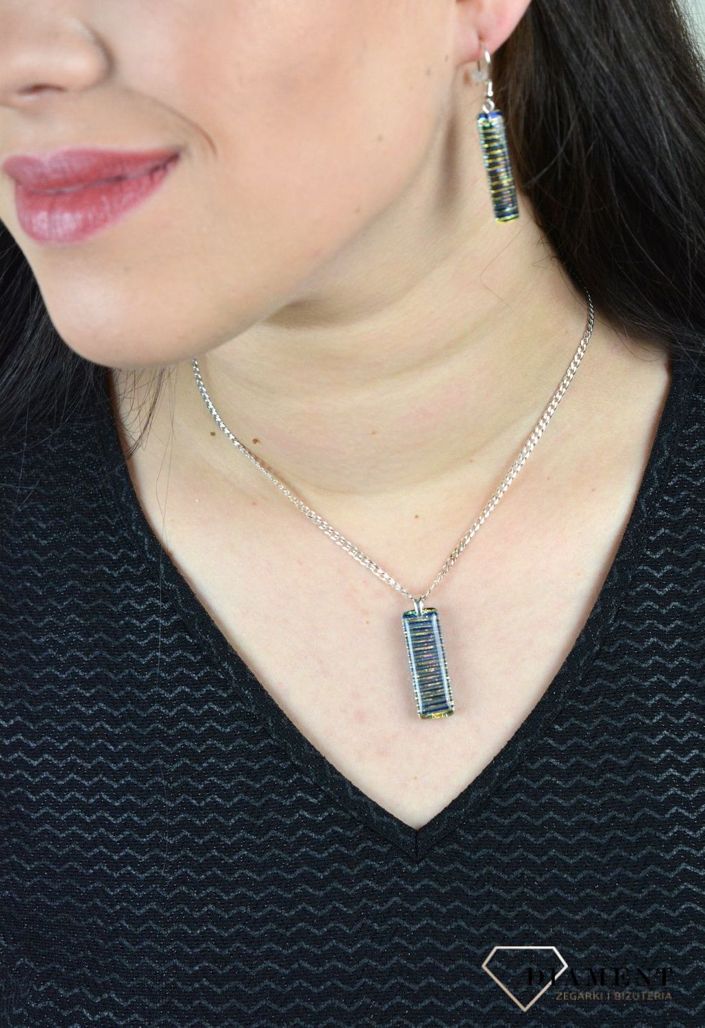 Zawieszka szkło weneckie 'Lśniące paski' Murano 54.jpg